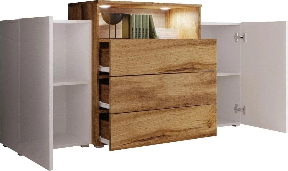 HOME AFFAIRE Sideboard URBAN III Weiß Eiche Wotan Modern - Bild 4