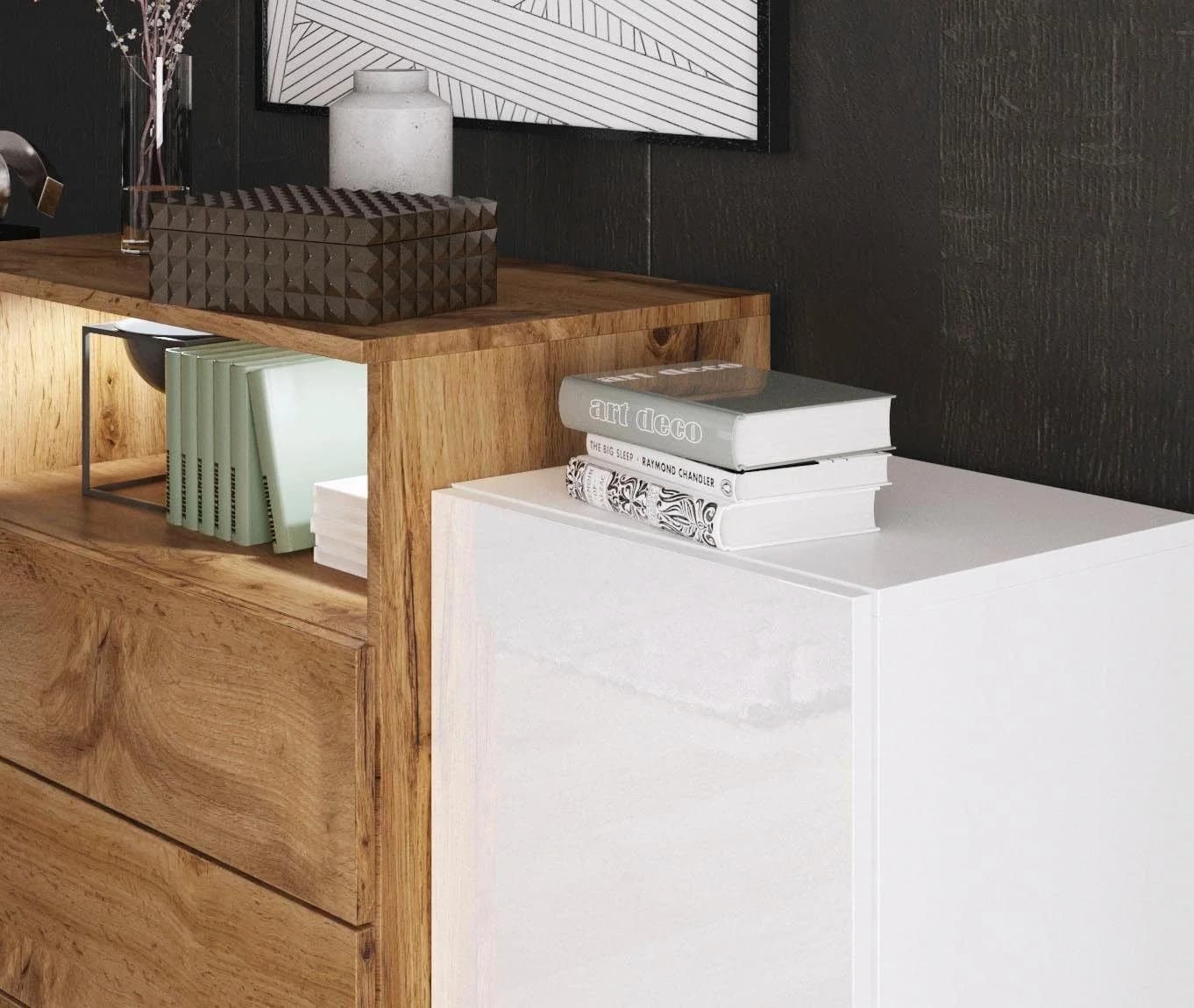 HOME AFFAIRE Sideboard URBAN III Weiß Eiche Wotan Modern - Bild 5