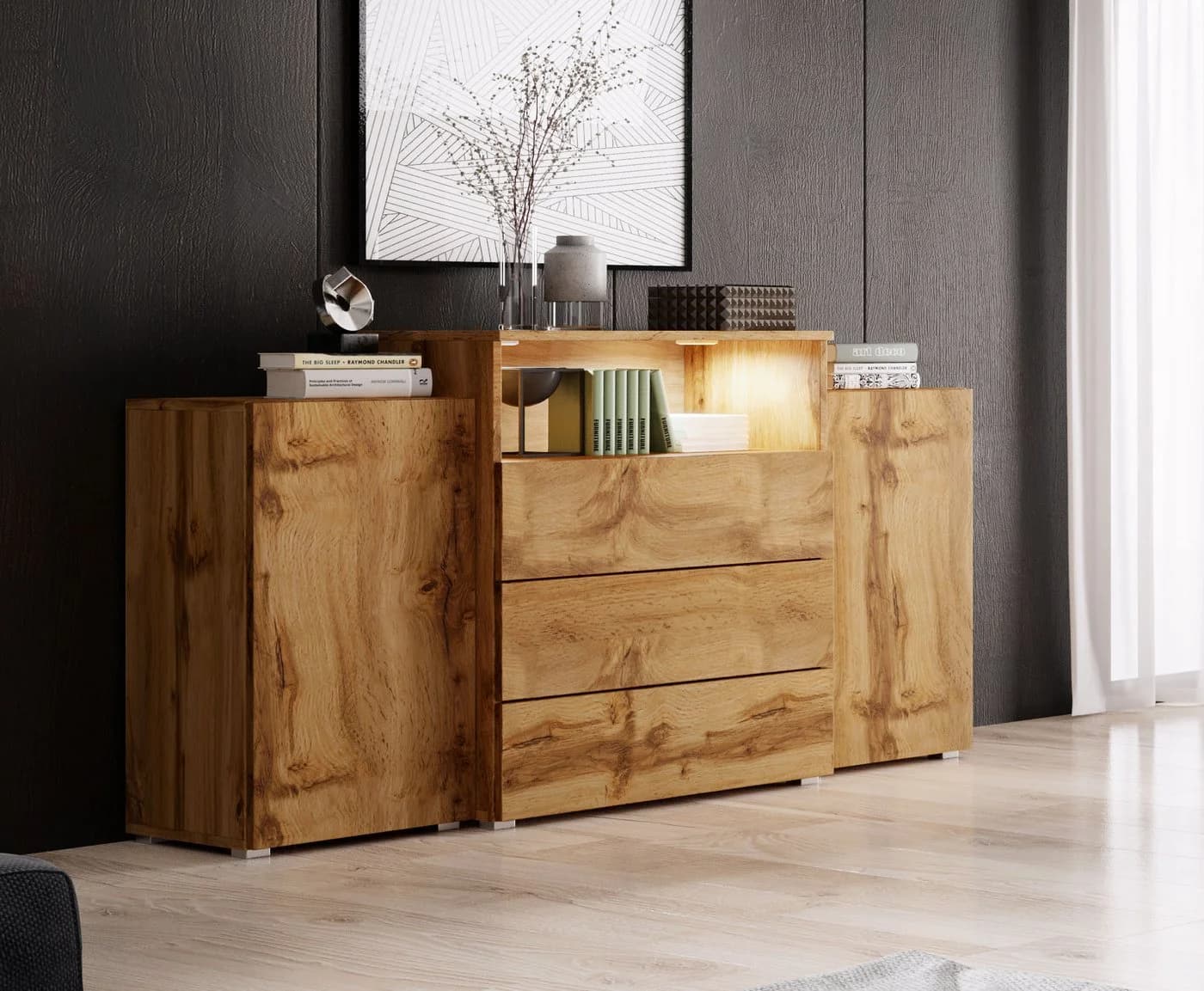 HOME AFFAIRE Sideboard URBAN III Braun Matt Holzoptik - Bild 2
