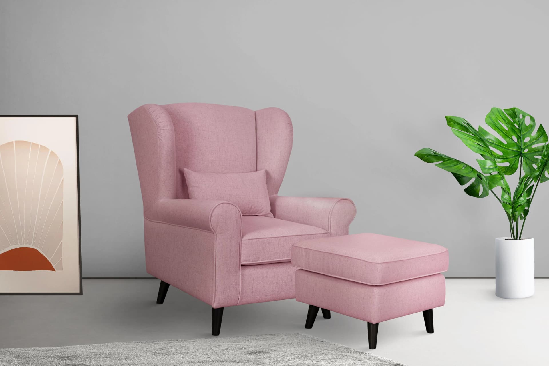 Home Affaire Ohrensessel CHISTELLE Rosa mit Hocker