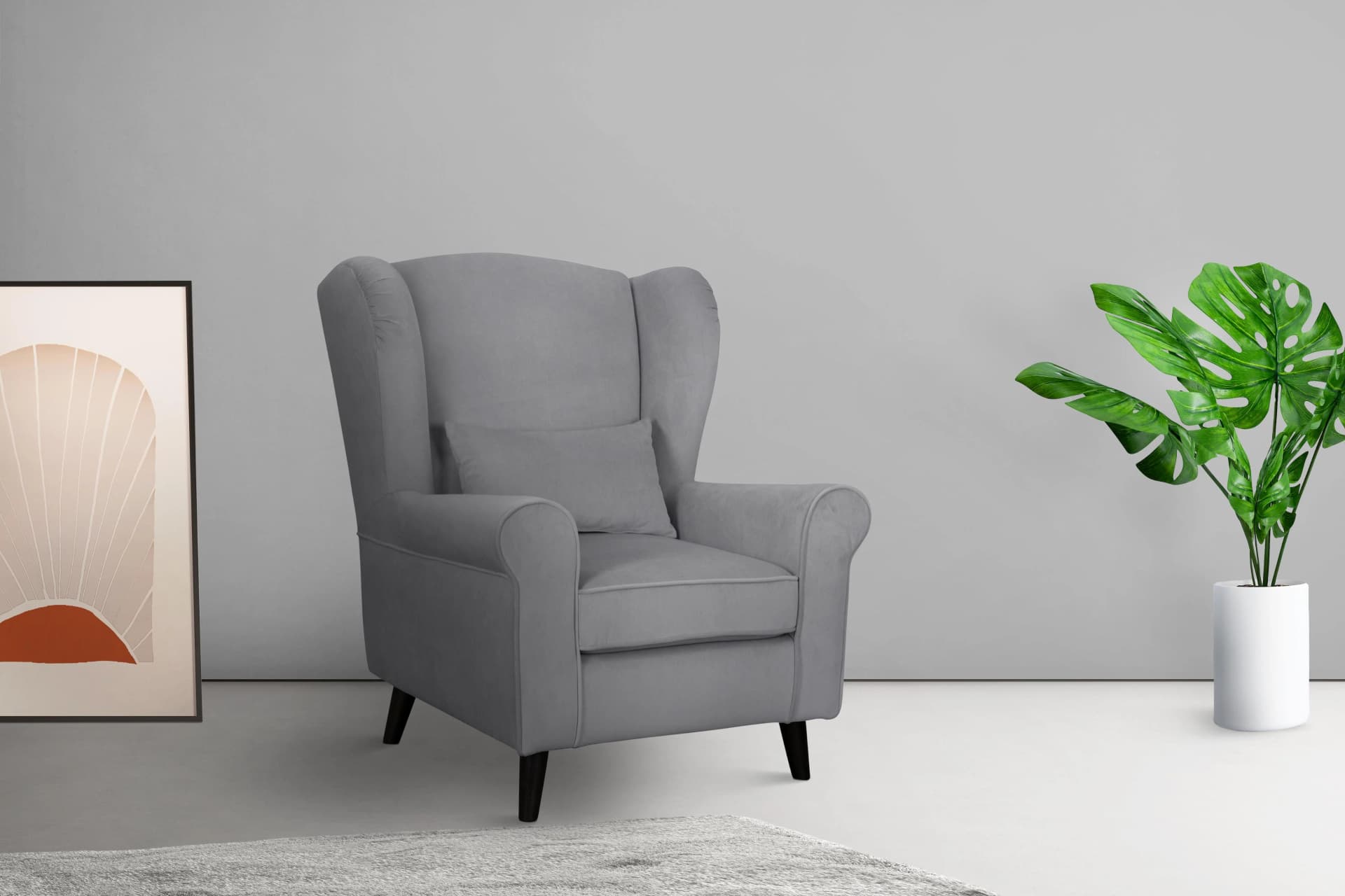 Home Affaire Ohrensessel CHISTELLE Grau Samtoptik