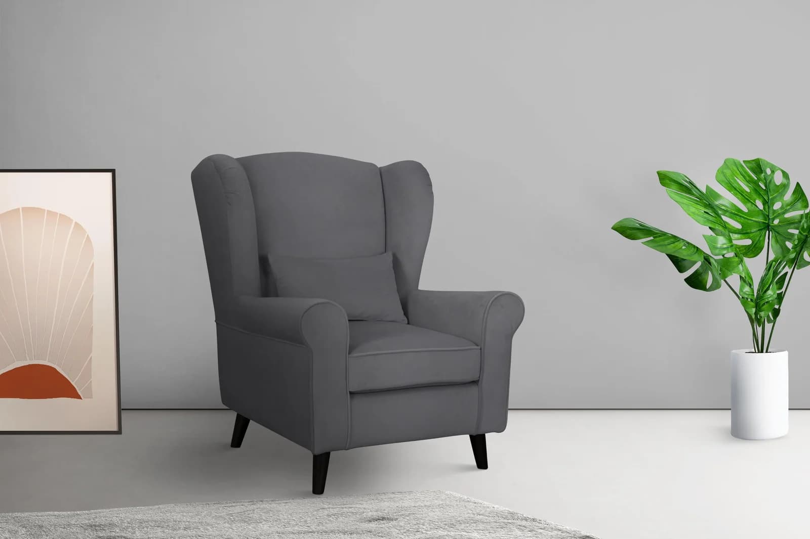 Home Affaire Ohrensessel CHISTELLE Dunkelgrau Samtoptik