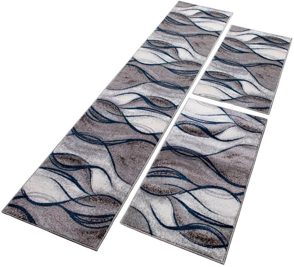 OTTO HOME Bettumrandung Tritom Blau 3-tlg. Modernes Wellenmuster - Bild 2