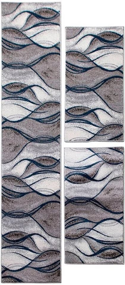 OTTO HOME Bettumrandung Tritom Blau 3-tlg. Modernes Wellenmuster - Bild 3
