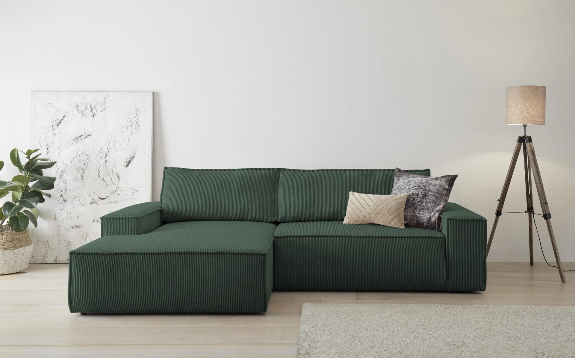 HOME AFFAIRE Ecksofa Sherwood L-Form Dunkelgrün mit Schlaffunktion