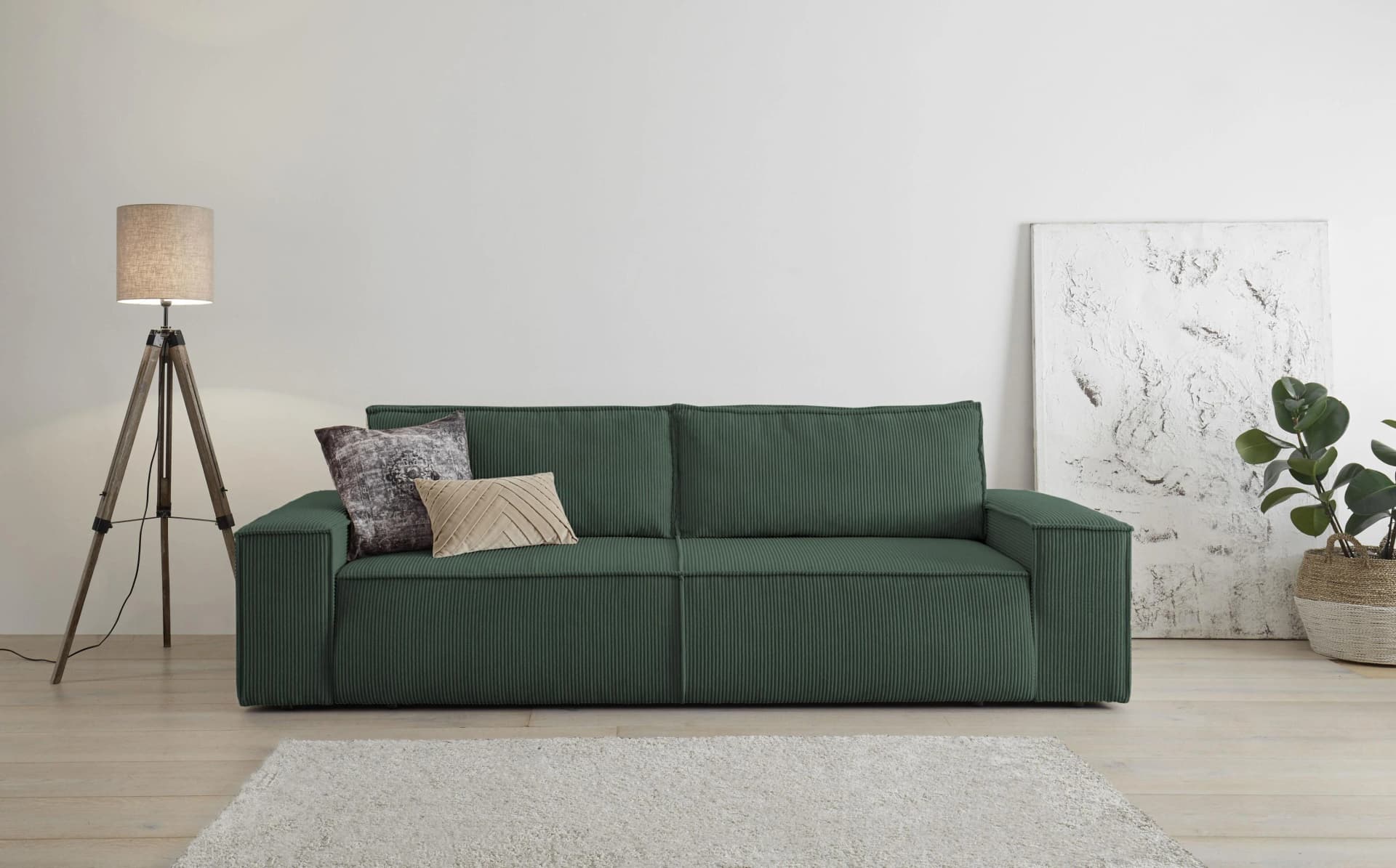 HOME AFFAIRE Schlafsofa SHERWOOD 3-Sitzer Grün Cord
