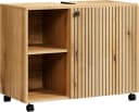 WELLTIME Amrum Waschbeckenunterschrank Eiche Schwarz Rollen Bild 1