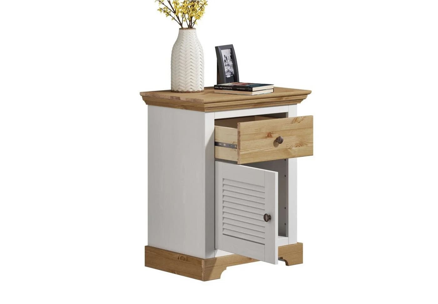 OTTO HOME Nachtkommode Rauna Landhausstil Weiß Honig Massivholz