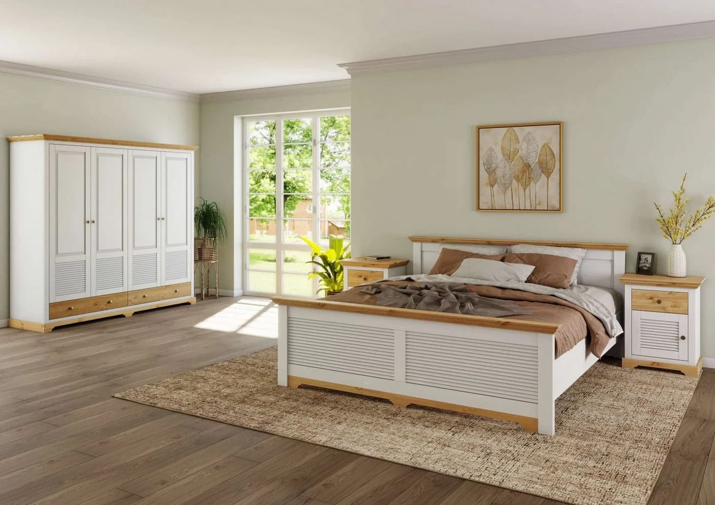 OTTO HOME Nachtkommode Rauna Landhausstil Weiß Honig Massivholz - Bild 3