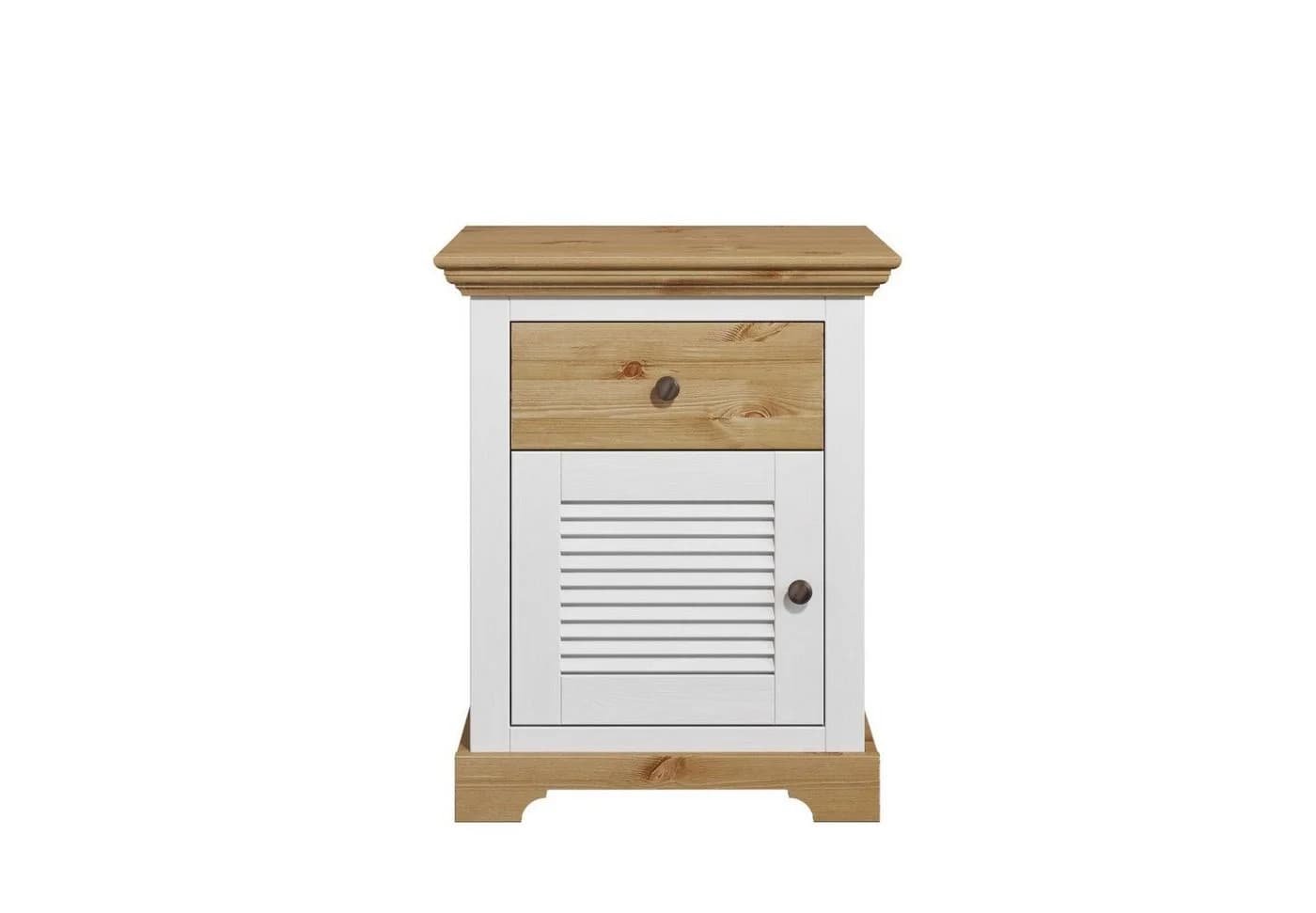 OTTO HOME Nachtkommode Rauna Landhausstil Weiß Honig Massivholz - Bild 4