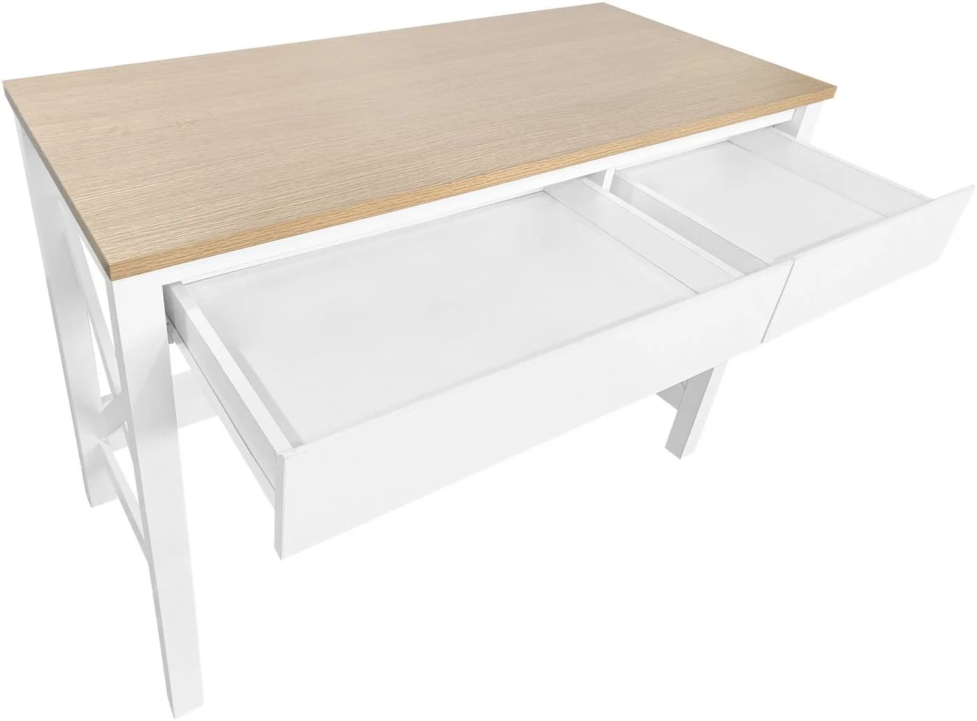 OTTO HOME Schreibtisch Silba Weiß Eichefarben 2 Schubladen - Bild 3