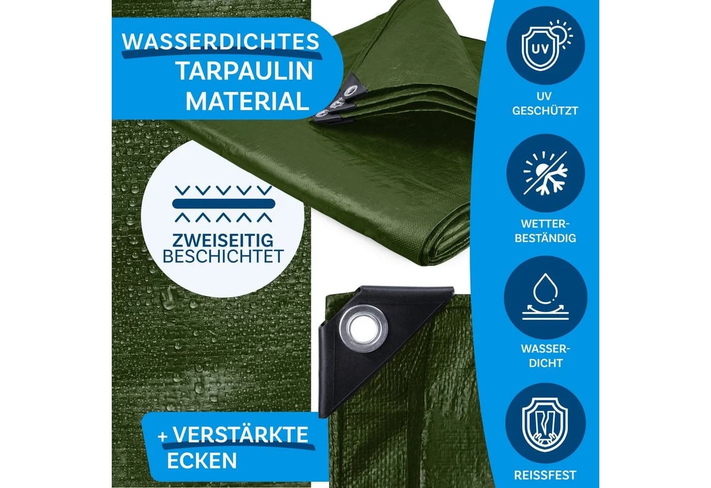 Kubus Schutzplane Abdeckplane 140 g/m² Wasserdicht & Reißfest - Bild 3