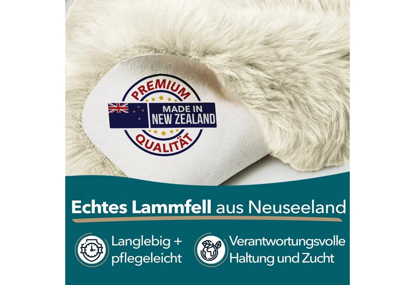Kubus Fellteppich Echtfell Willow Beige Premium Schaffell