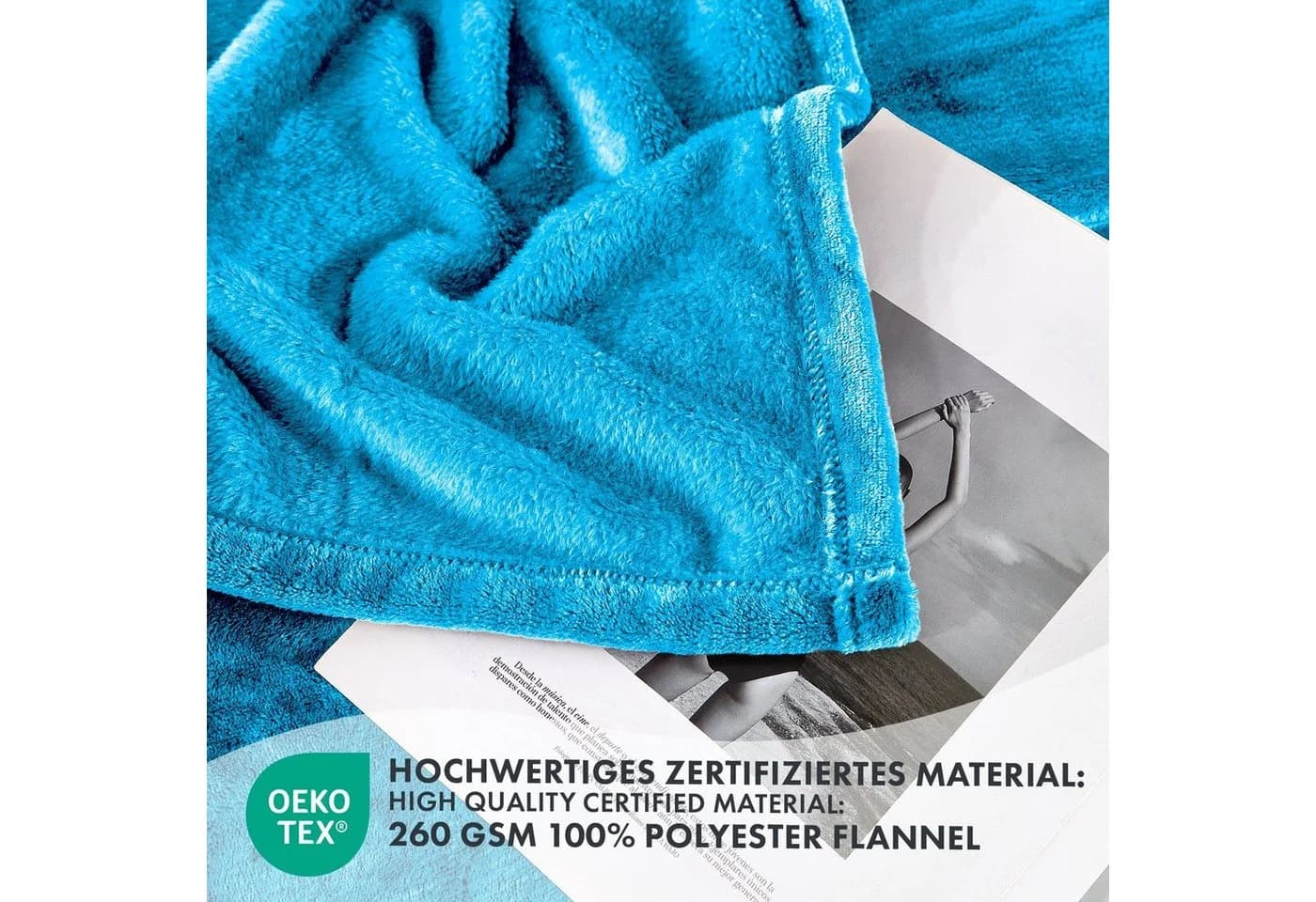 Kubus Wohndecke Charme Flanell Blau 150x200 cm - Bild 3