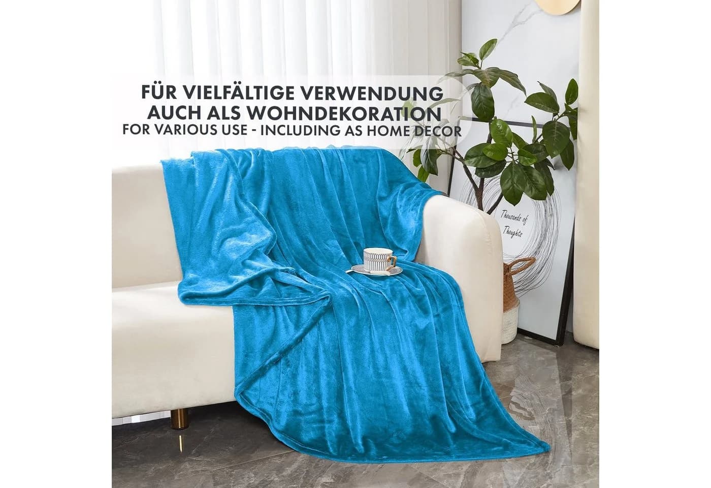 Kubus Wohndecke Charme Flanell Blau 150x200 cm - Bild 4
