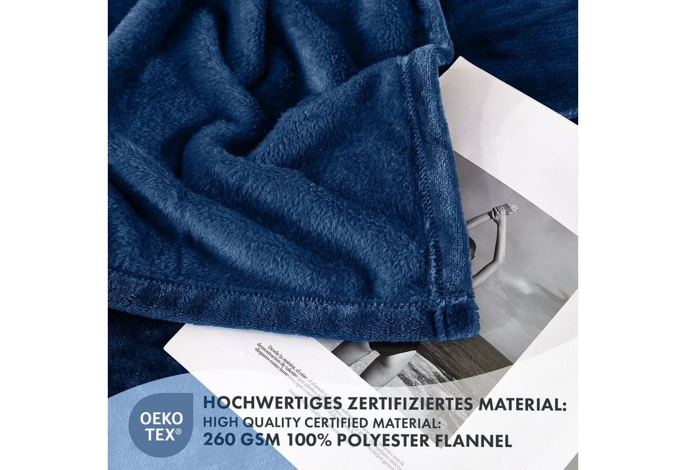 Kubus Wohndecke Charme Flanell Polyester Dunkelblau - Bild 3
