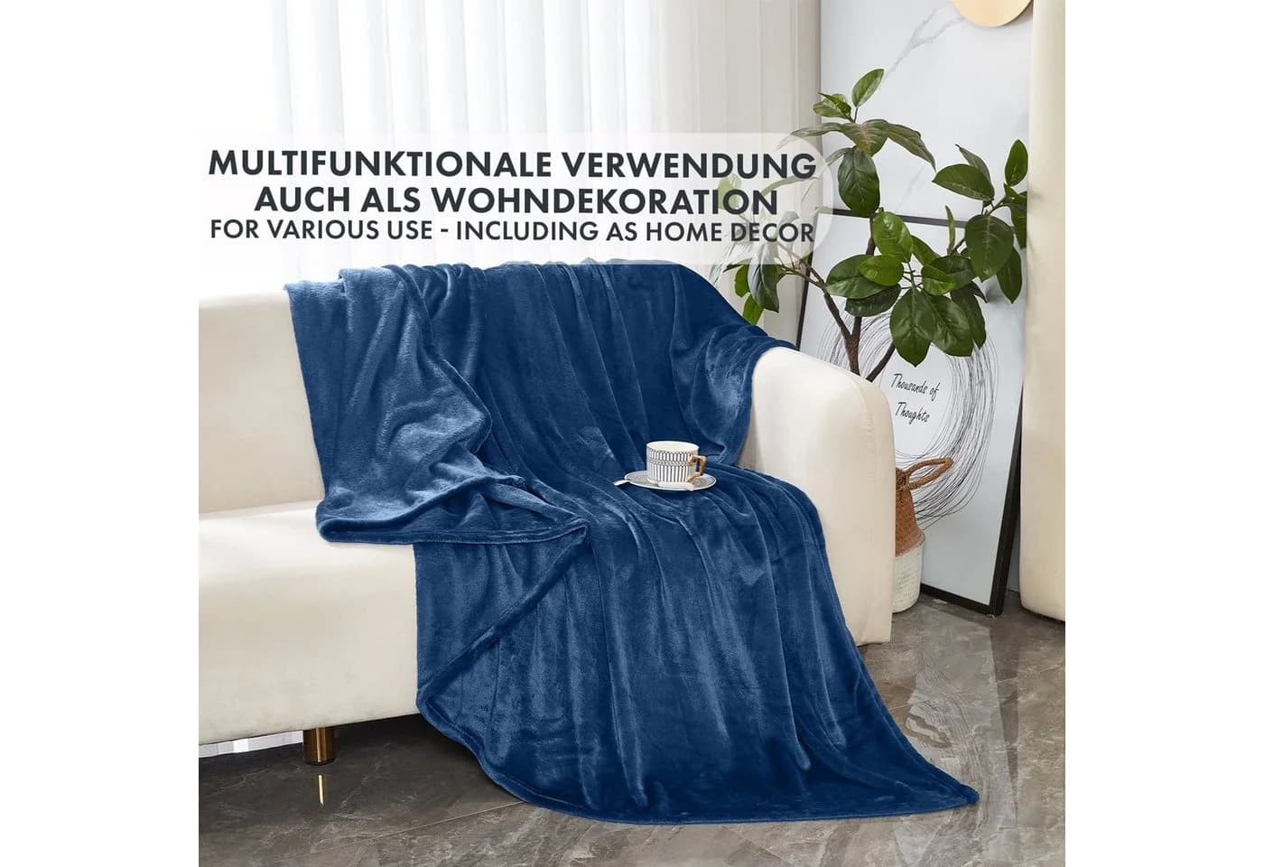 Kubus Wohndecke Charme Flanell Polyester Dunkelblau - Bild 4