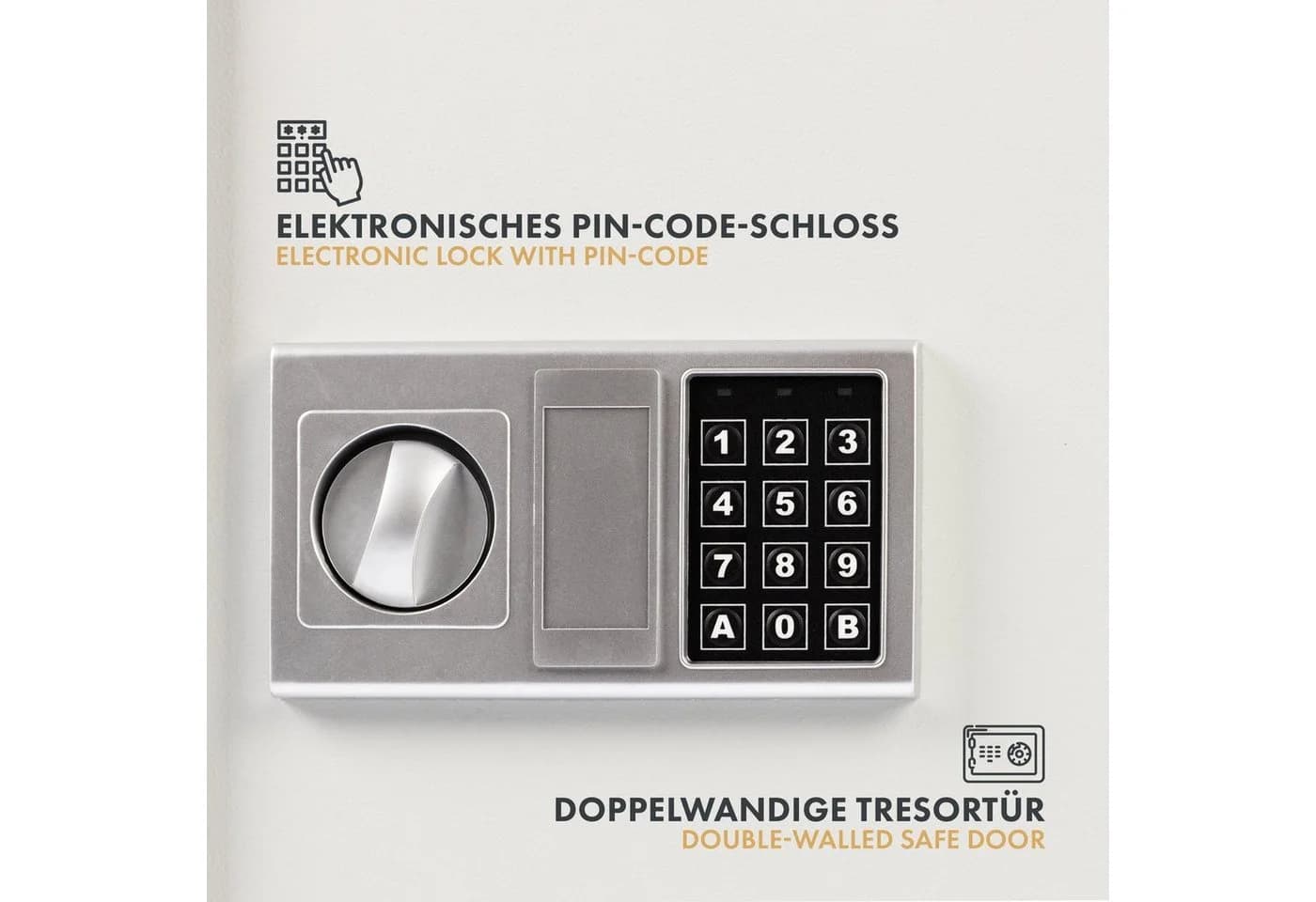 Kubus Schlüsseltresor mit Elektronikschloss Grau Stahl - Bild 3