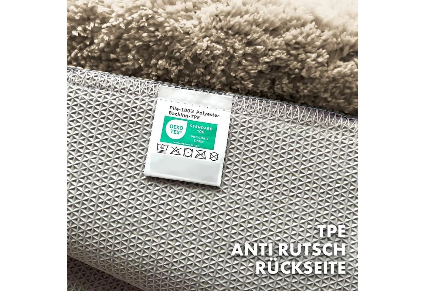 Kubus Badematte Atlas Rutschhemmend Polyester Beige - Bild 3