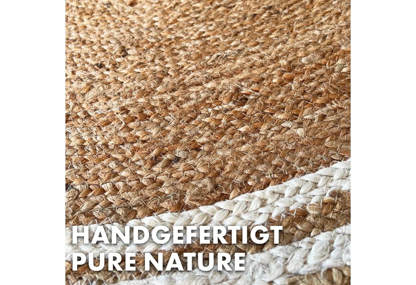Kubus Jute Teppich Rund Handgewebt Naturteppich Mumbai