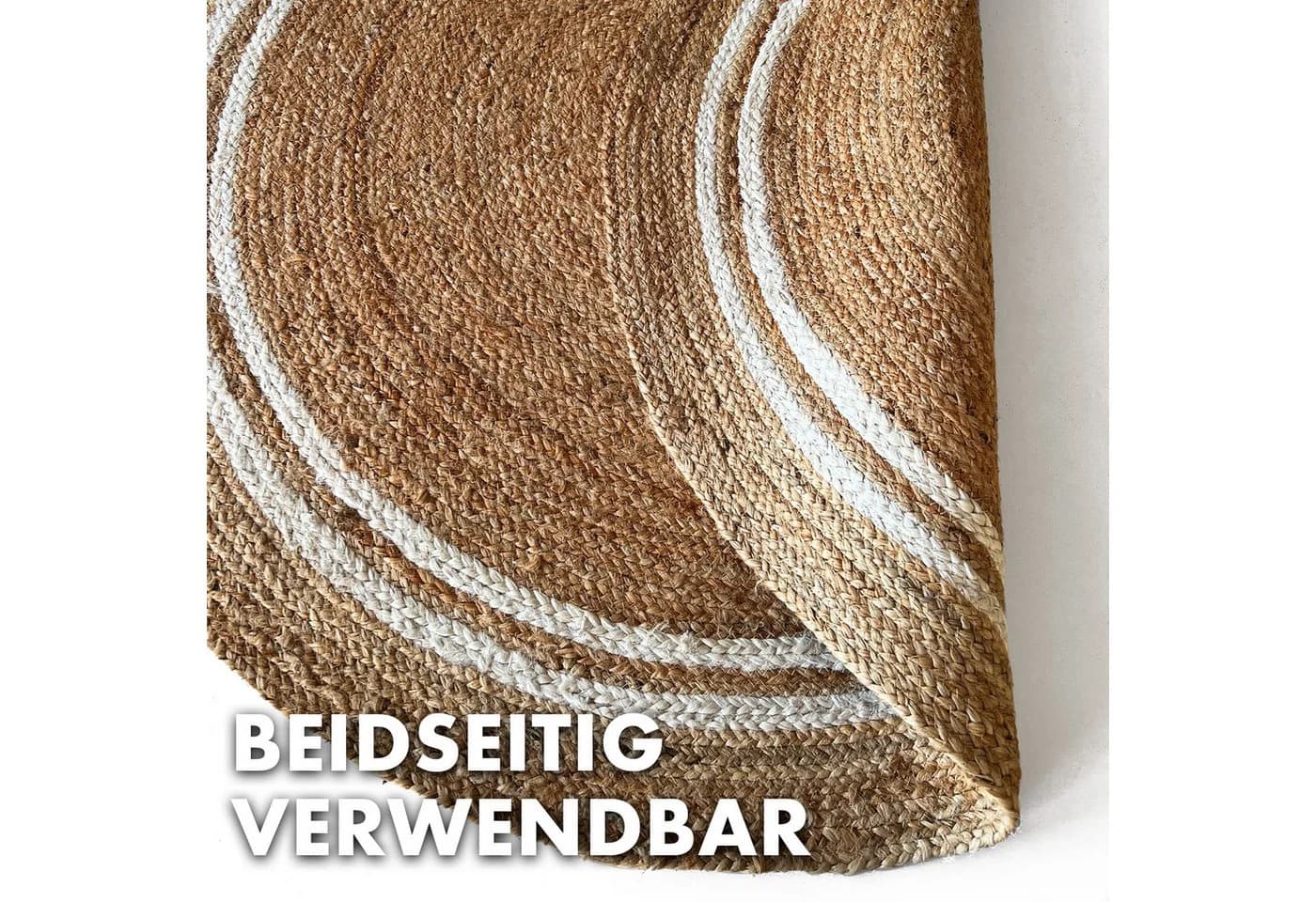 Kubus Jute Teppich Rund Handgewebt Naturteppich Mumbai - Bild 5