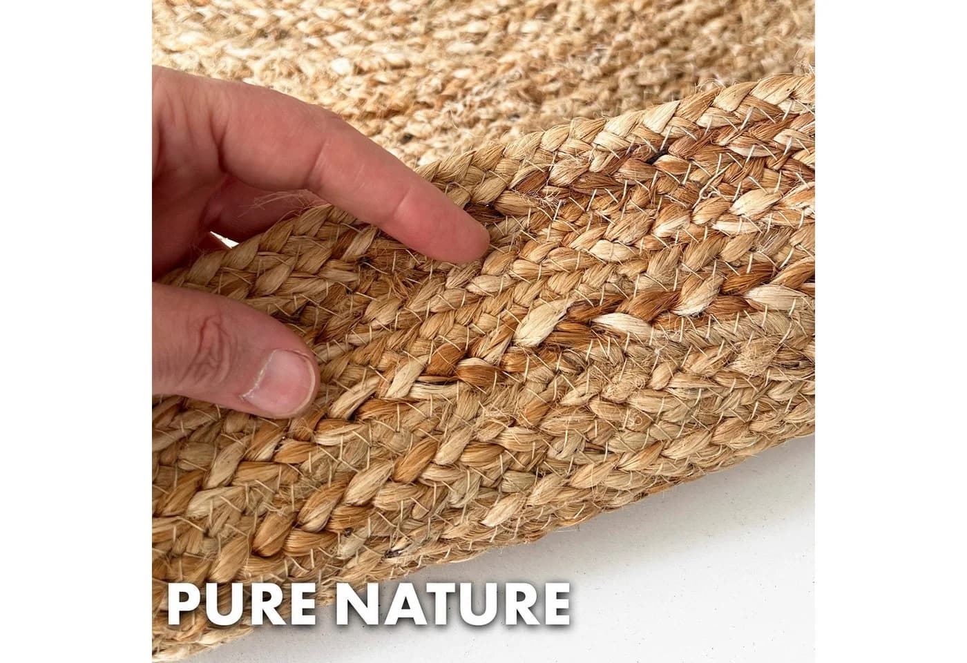 Kubus Jute-Teppich Rund Handgewebt Beige Naturteppich - Bild 3