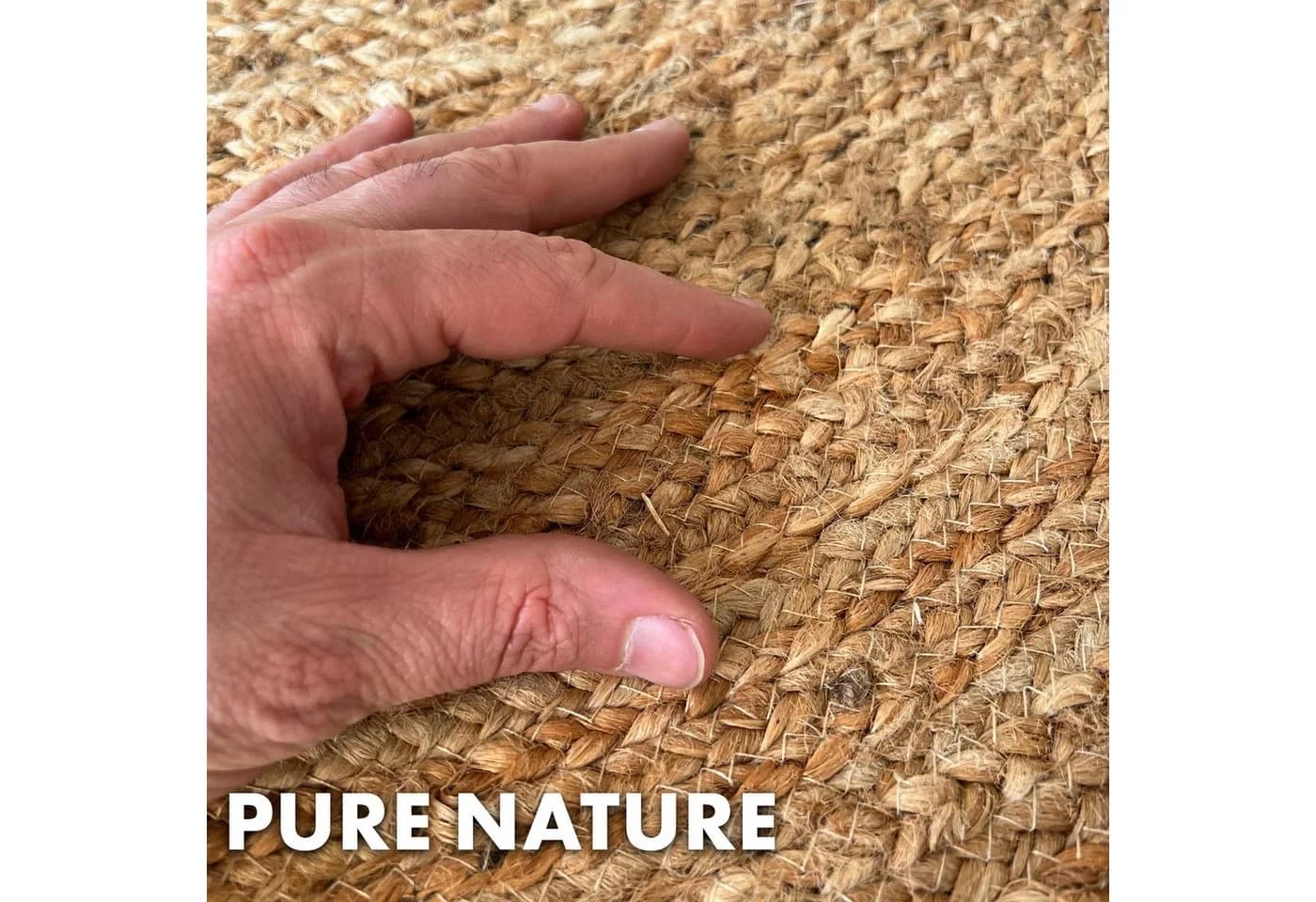 Kubus Jute-Teppich Rund Handgewebt Beige Naturteppich - Bild 4
