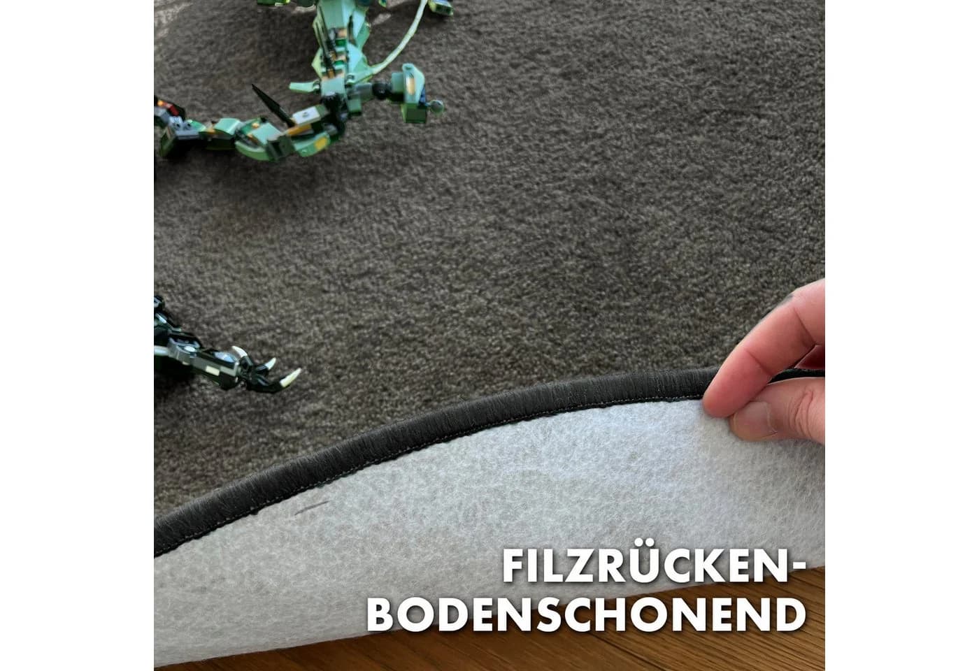 Kubus Kinderteppich Turtle Rund Anthrazit Polypropylen - Bild 5