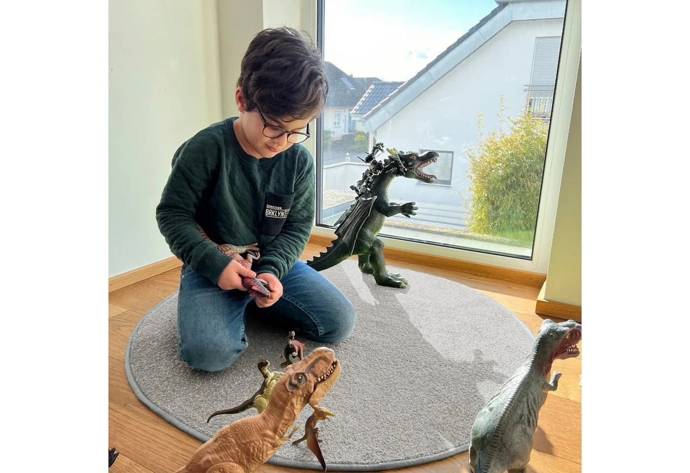 Kubus Kinderteppich Turtle Rund Silbergrau Polypropylen