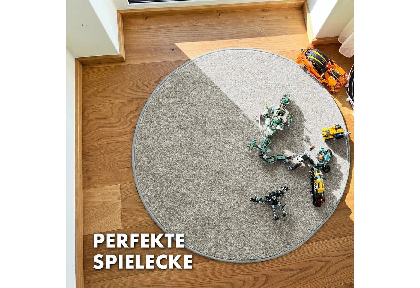 Kubus Kinderteppich Turtle Rund Silbergrau Polypropylen - Bild 3