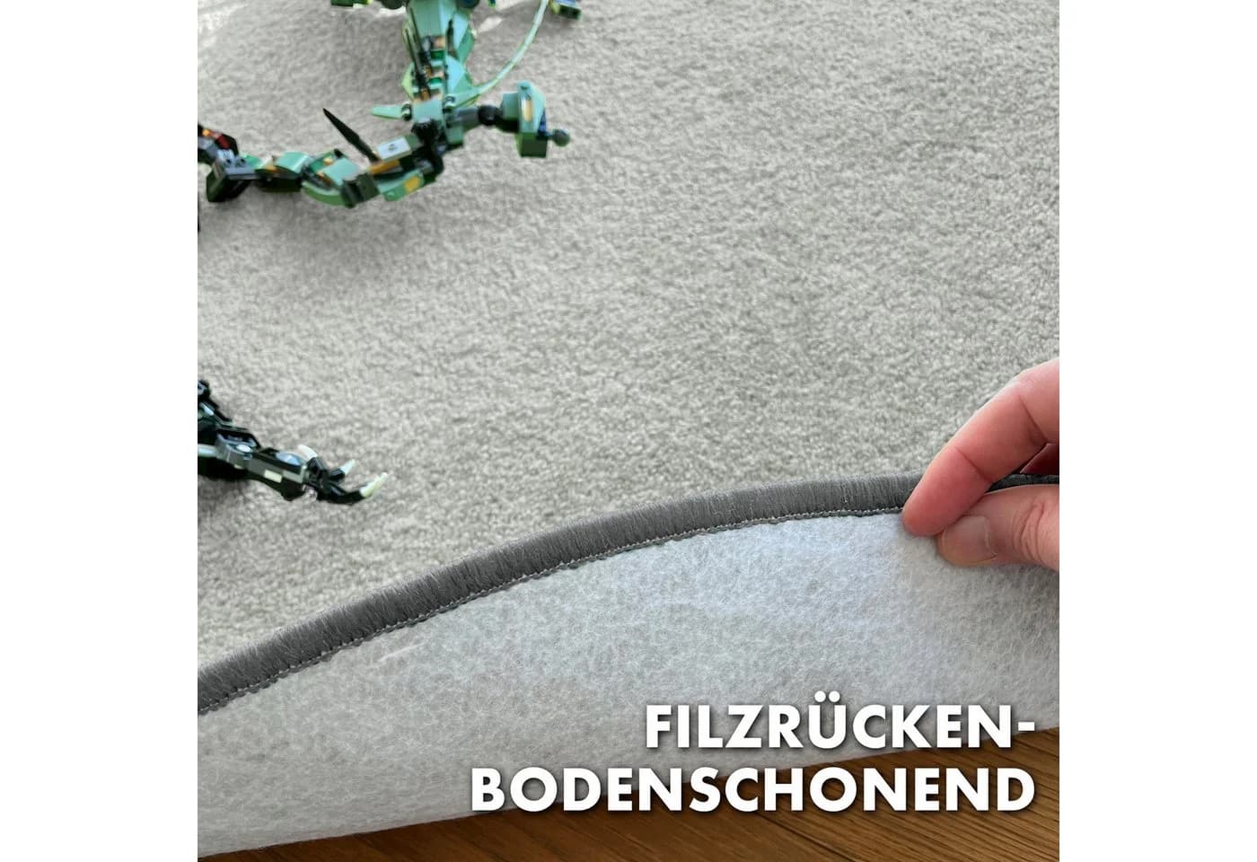 Kubus Kinderteppich Turtle Rund Silbergrau Polypropylen - Bild 5