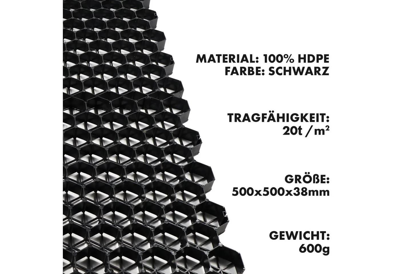 Kubus Rasengitter 50x50 cm Schwarz HDPE - Bild 3