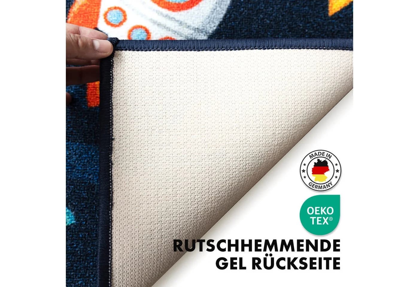 Kubus Kinderteppich Ball&Space Polyamid Rutschhemmend 80cm Breite - Bild 4