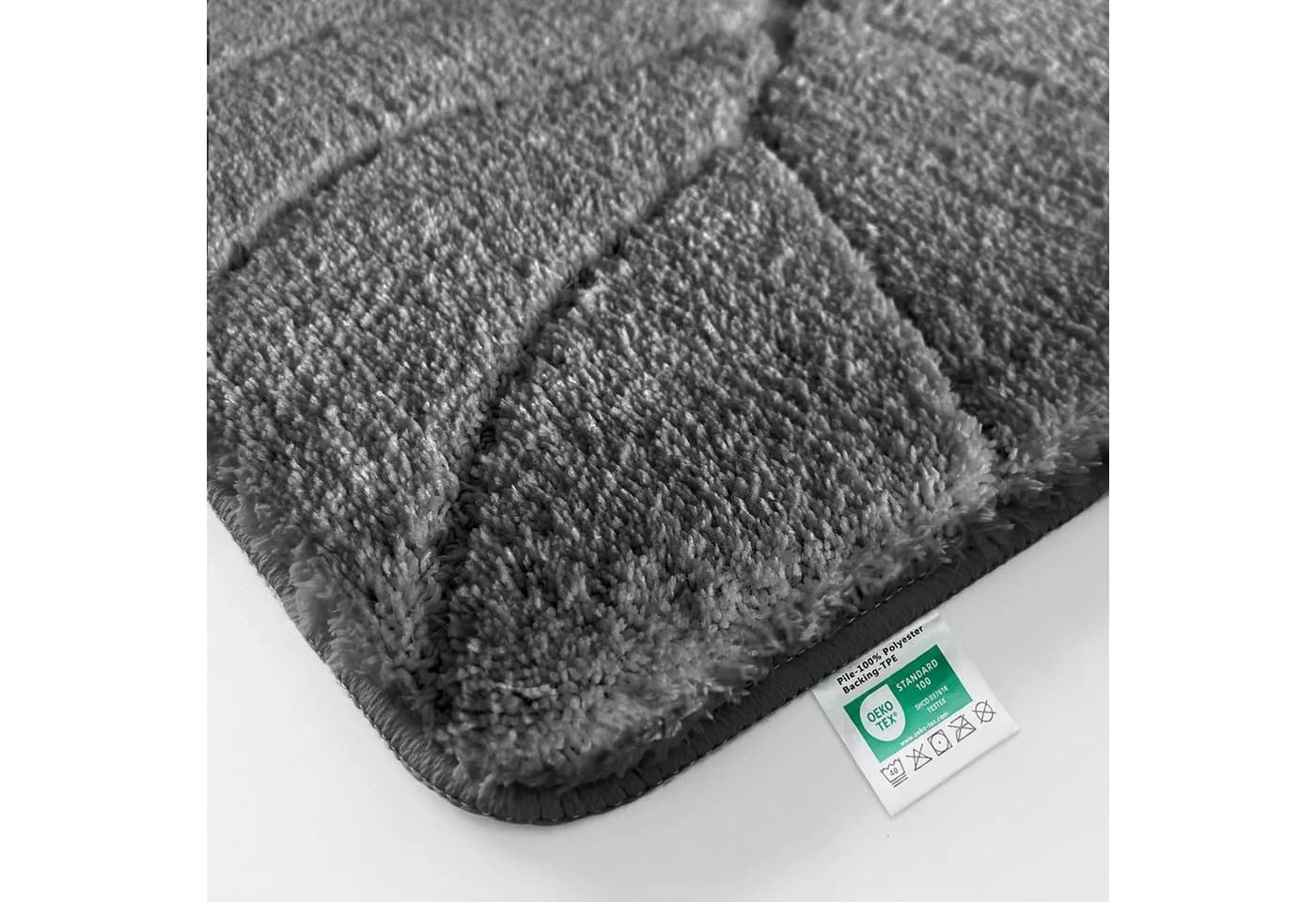 Kubus Duschmatte Elara Badematte Polyester Mikrofaser Blattmuster Grau