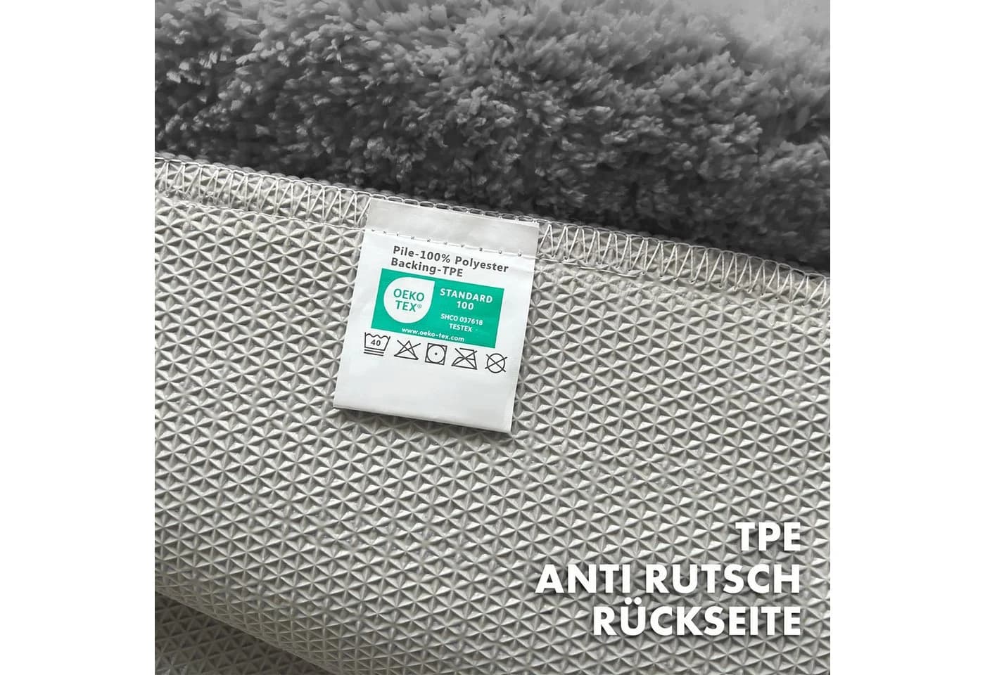 Kubus Duschmatte Elara Badematte Polyester Mikrofaser Blattmuster Grau - Bild 5