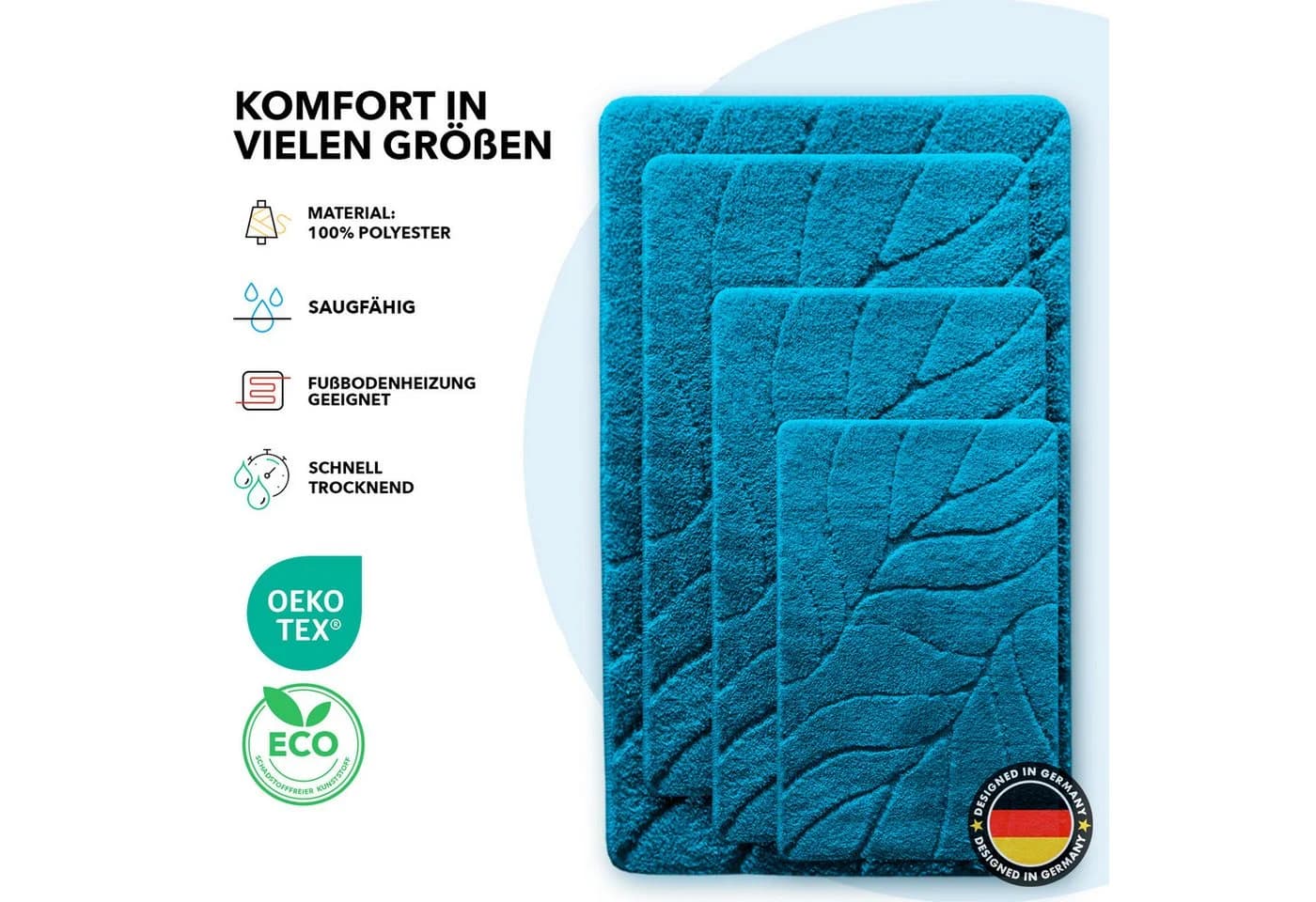 Kubus Duschmatte Elara Blattmuster Polyester - Bild 3