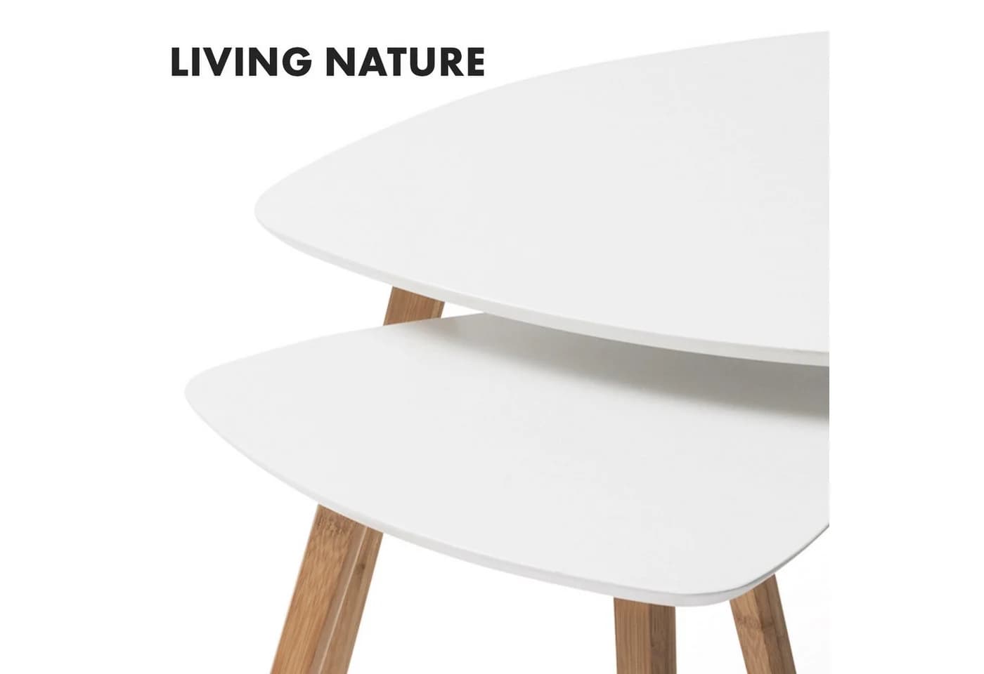 Kubus Couchtisch 2er Set Denali Weiß/Braun Bambus MDF - Bild 4