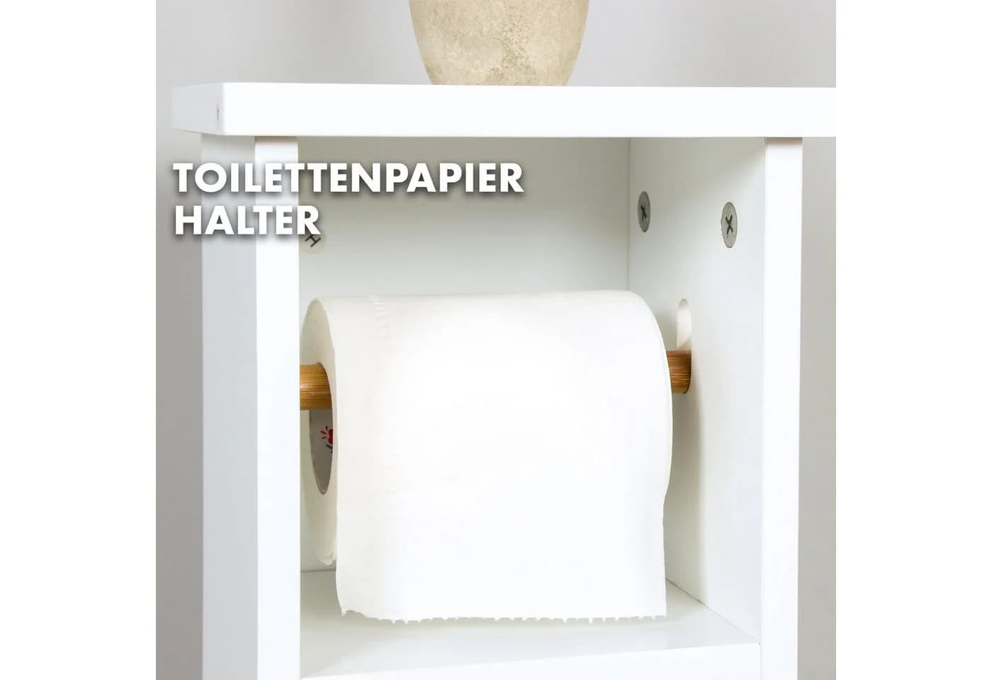 Kubus Hochschrank Ontario Weiß Bad mit Klopapierhalterung - Bild 3
