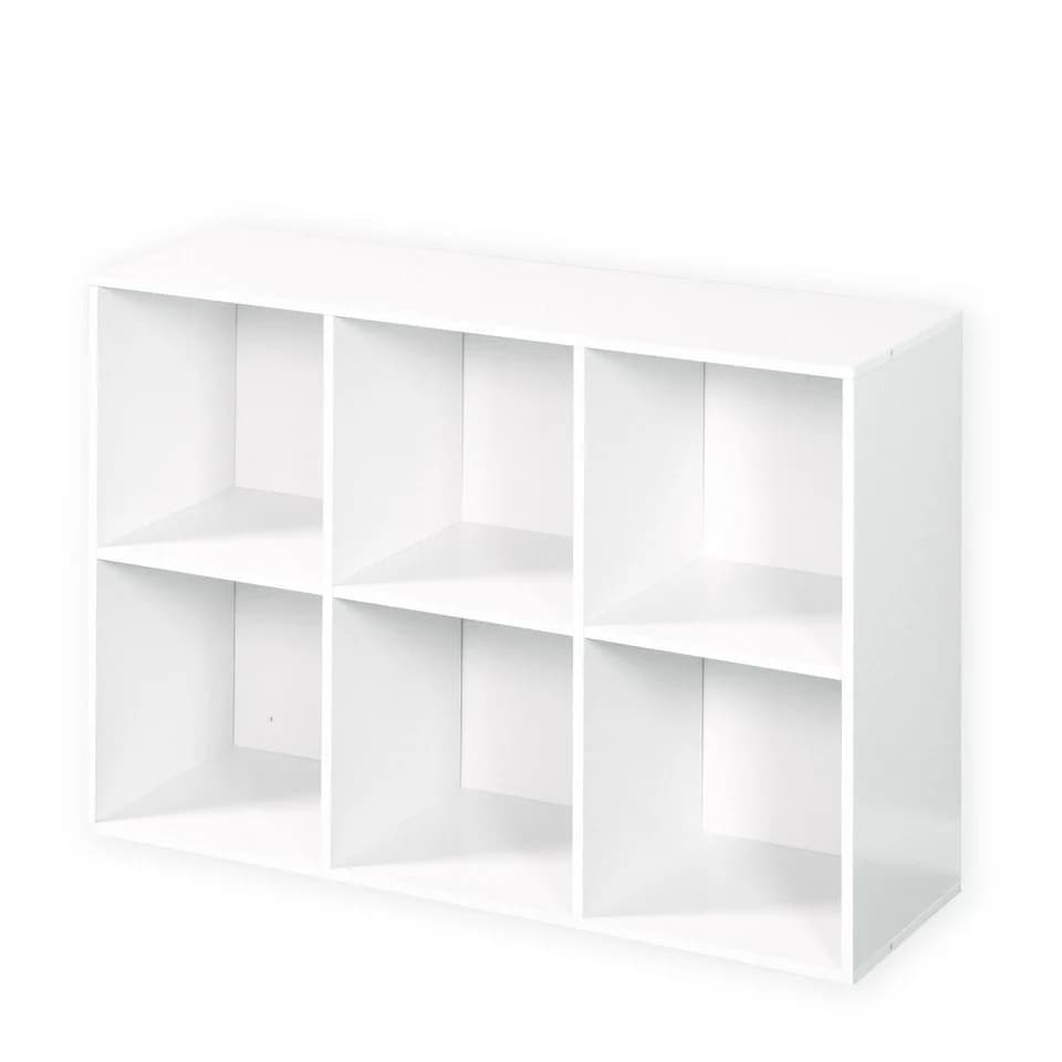 Kubus Standregal Livia, weißes Holzregal mit sechs Fächern - Bild 2