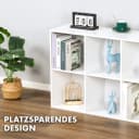 Kubus Standregal Livia, weißes Holzregal mit sechs Fächern Bild 5