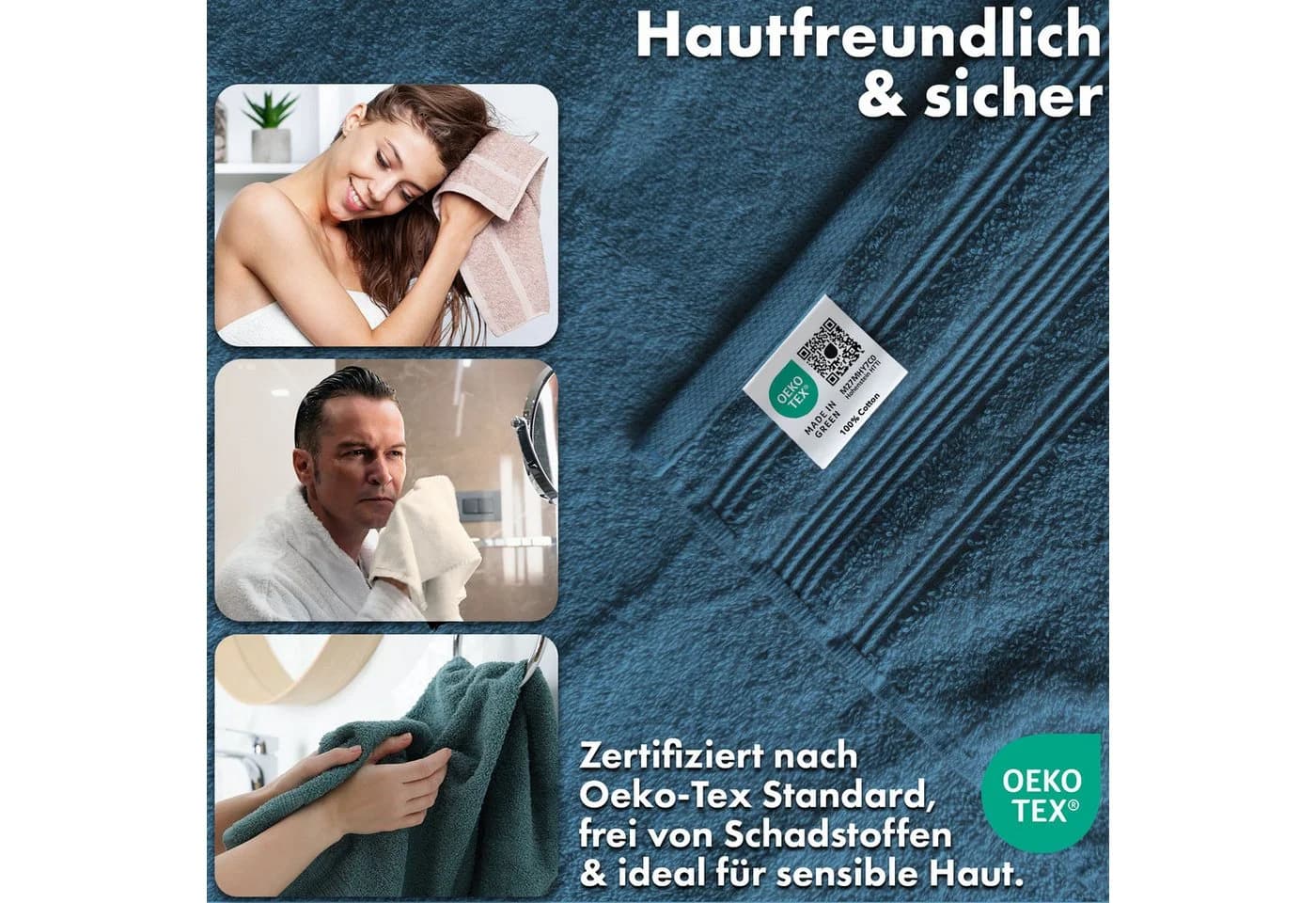 Kubus Handtuch Loomify Türkis 100% Baumwolle Oeko-Tex - Bild 3