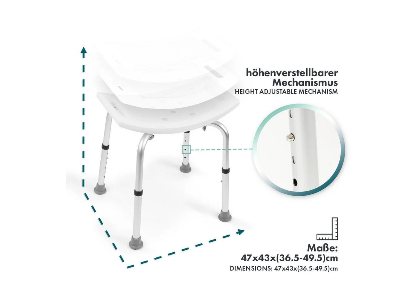 Kubus Duschhocker Nero Plus Höhenverstellbar Schwarz