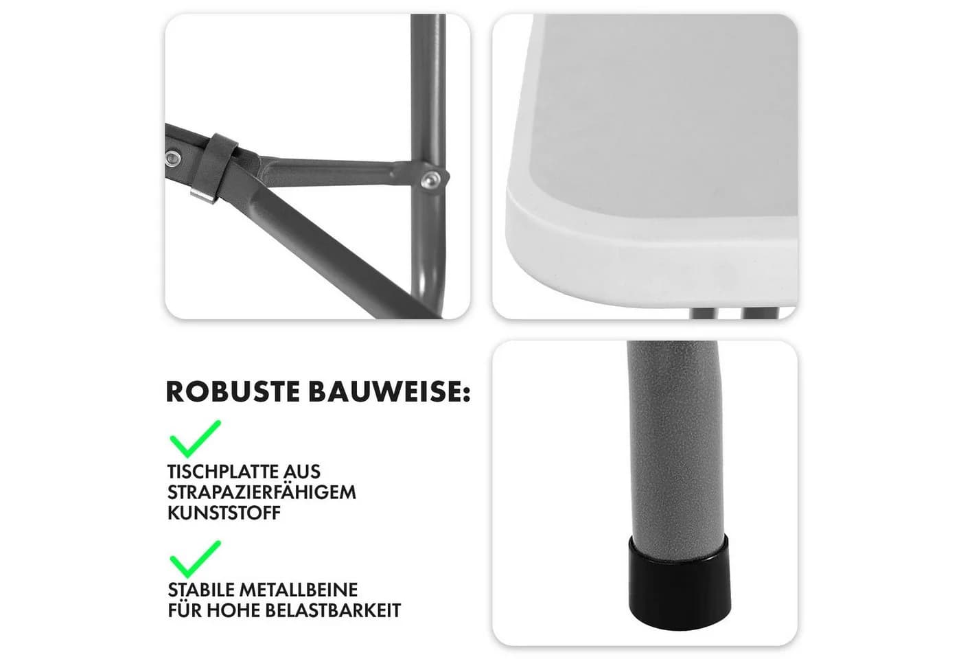 Kubus Klapptisch Haruto Weiß Kunststoff Stahl - Bild 3