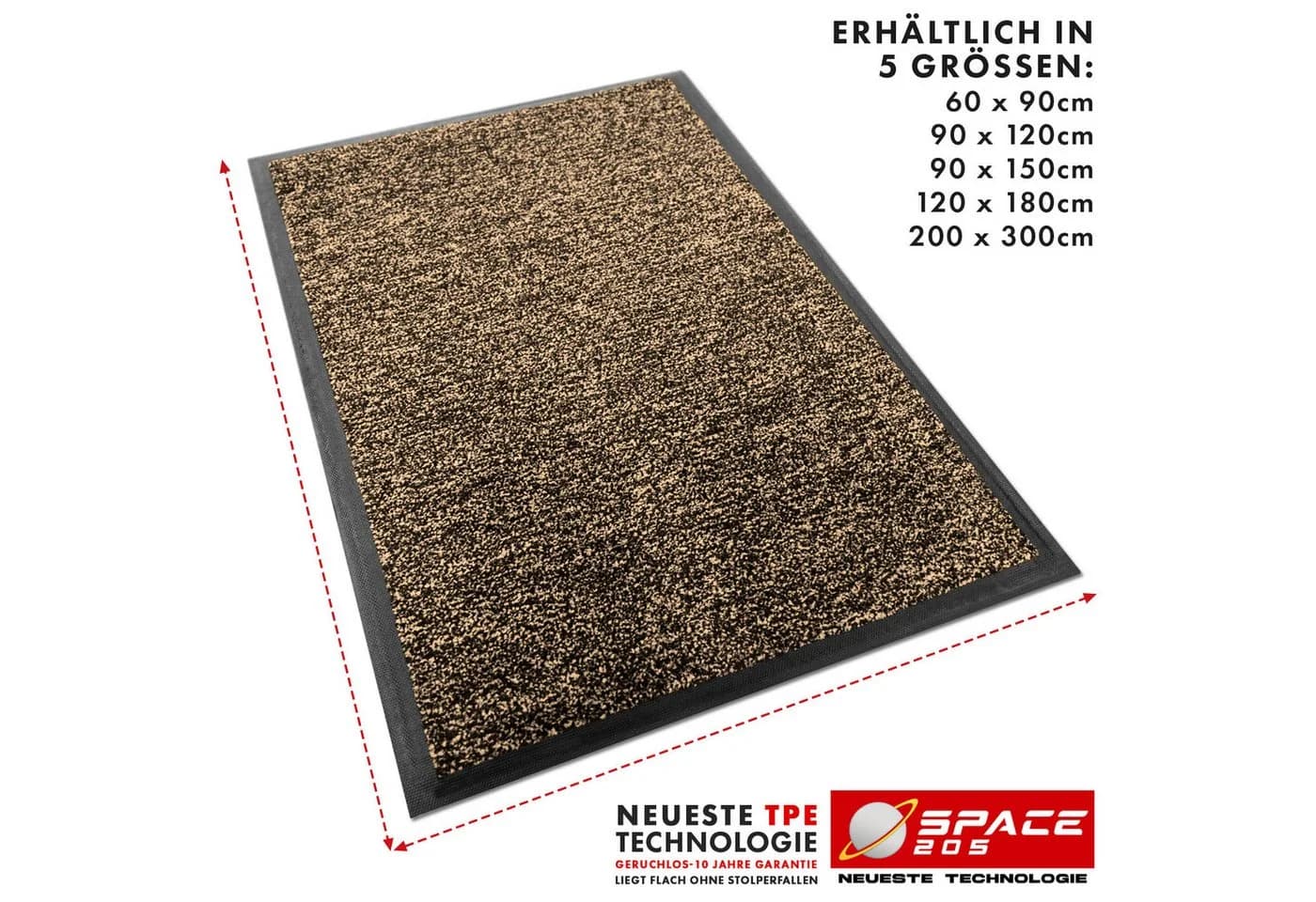 Kubus Griptex Schmutzfangmatte Braun Hochabsorbierend Rutschfest