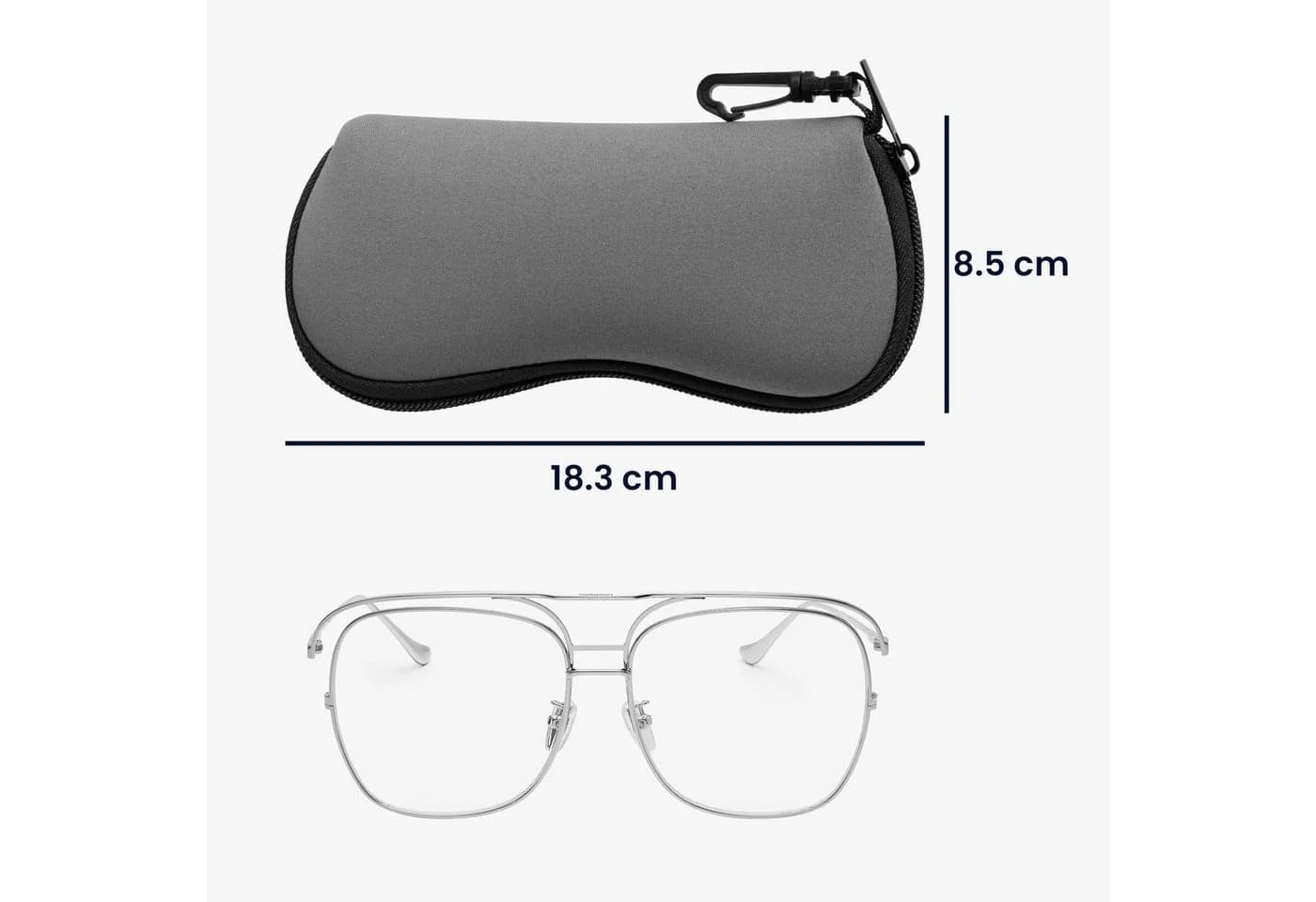 kwmobile Brillenetui Grau Neopren mit Karabiner