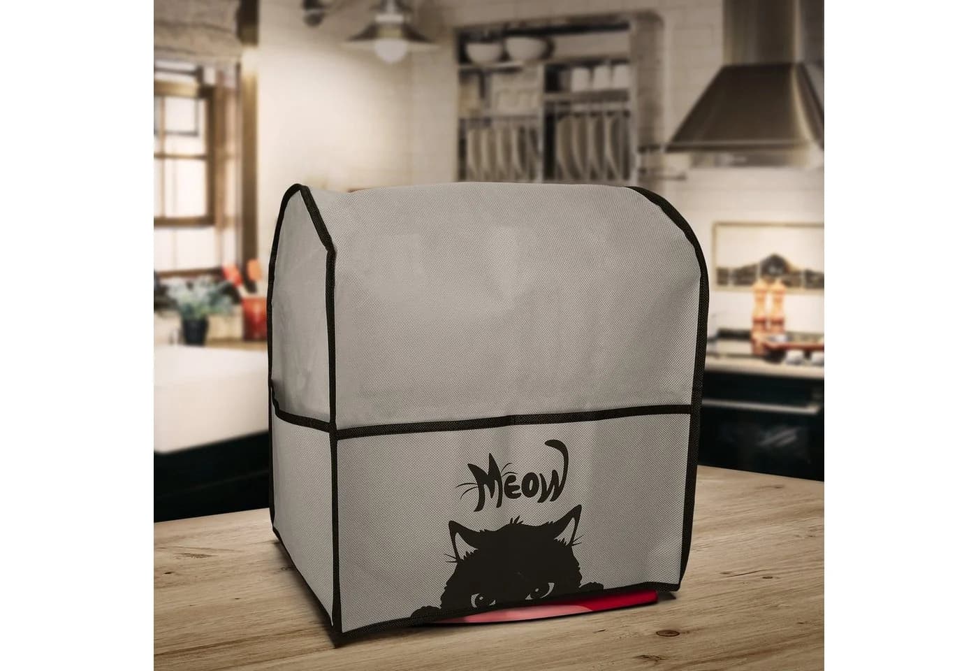 kwmobile Abdeckhaube für KitchenAid 4,3-4,8l Grau/Schwarz mit 3 Fächern