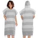 JEMIDI Badeponcho Blau/Weiß 100% Baumwolle mit Kapuze Bild 2