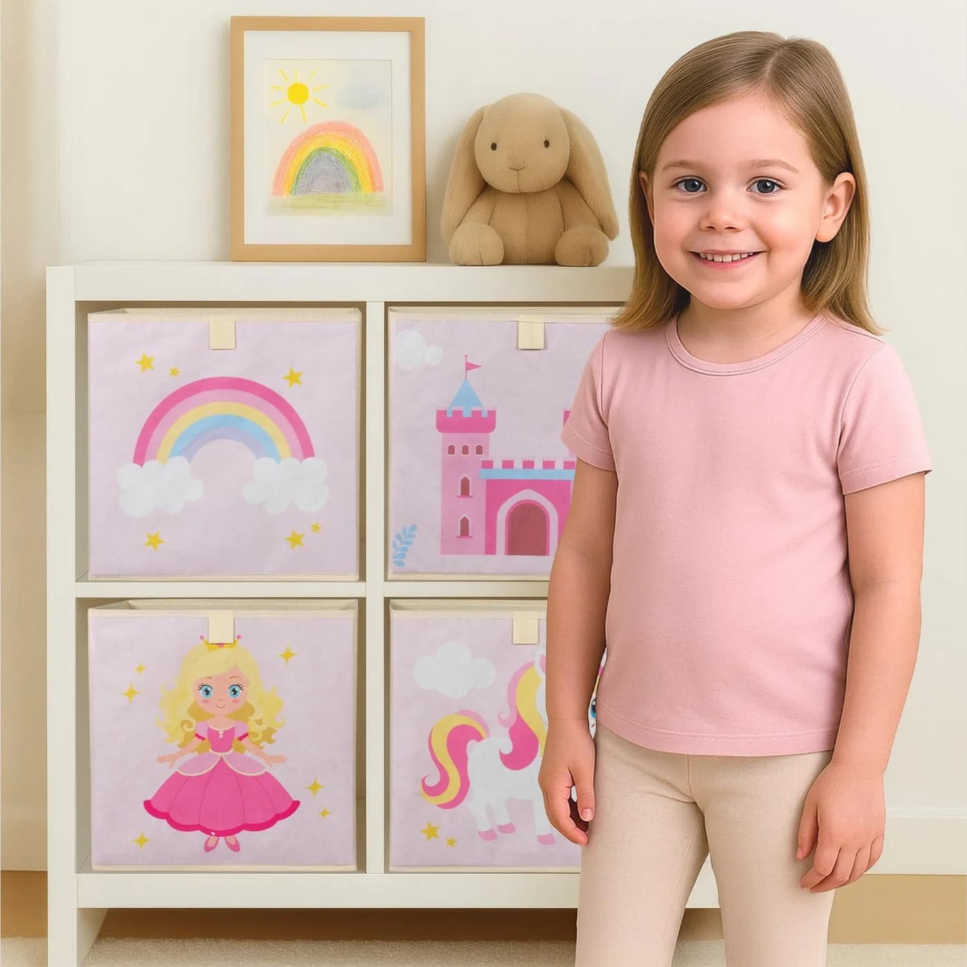 Navaris Aufbewahrungsbox Kinderzimmer 4er Set Prinzessin Rosa - Bild 5