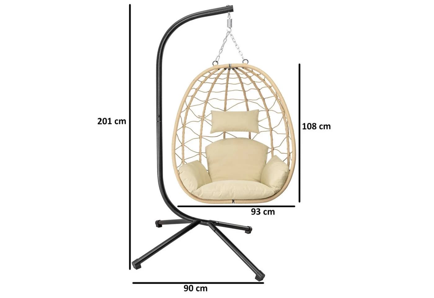 HinHocker Hängesessel mit Gestell, Beige, Faltbar - Bild 3