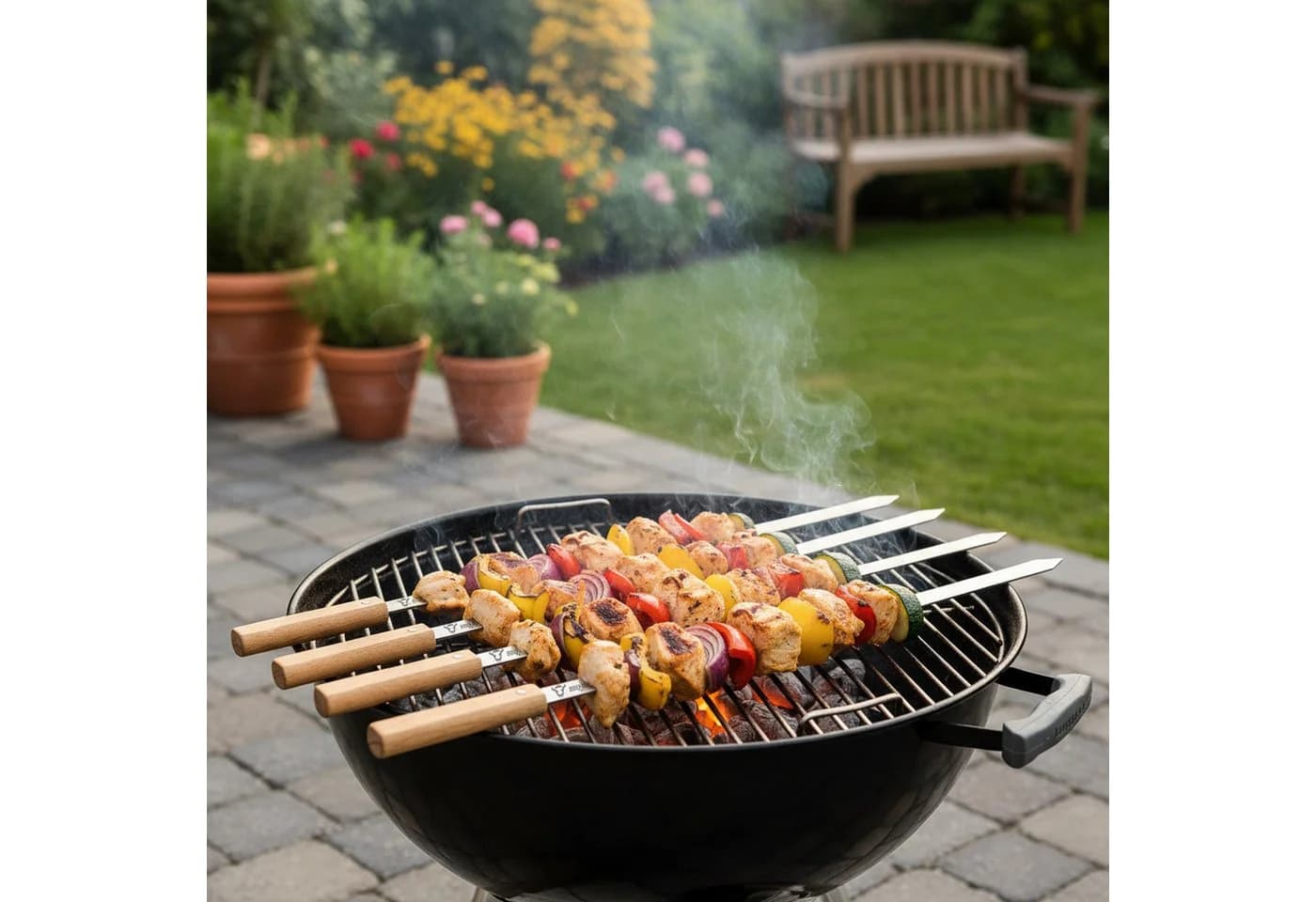 BBQ-Toro Grillspieß Edelstahl mit Holzgriff 10er Set